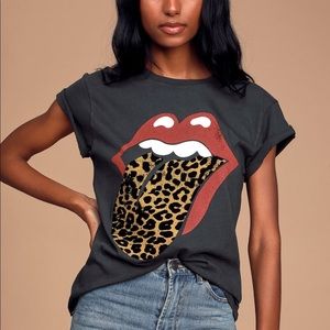 Daydreamer Rolling Stones Leopard Tongue Tee